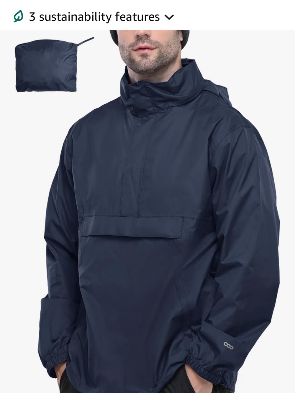 33,000ft Unisex Pullover Rain Jacket Waterproof with Hood Packable Raincoat